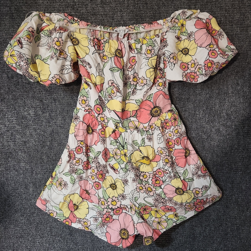 AFRM Bri Floral Off The Shoulder Romper Size S